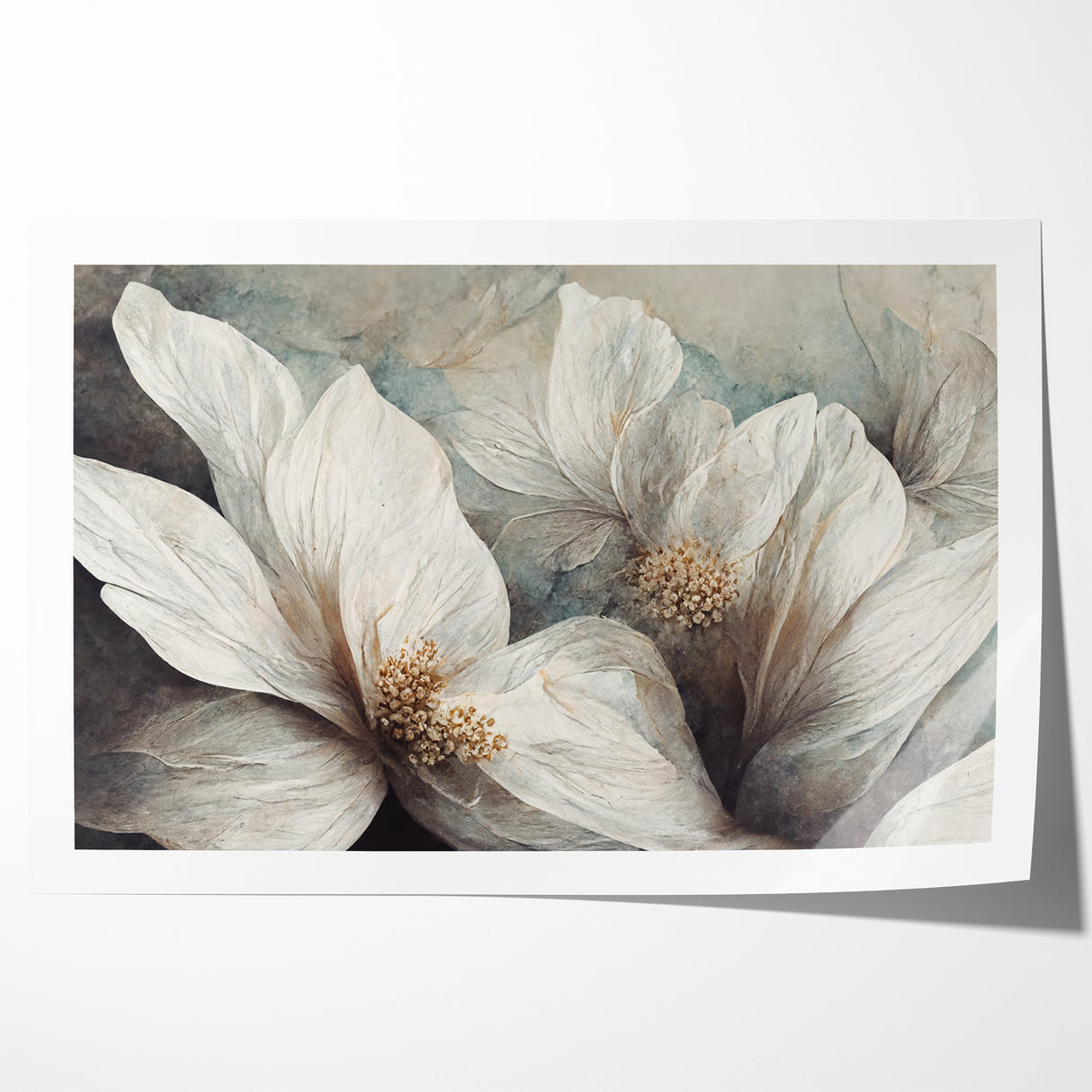Elegant White Blossoms Abstract Floral Canvas | Modern Wall Art