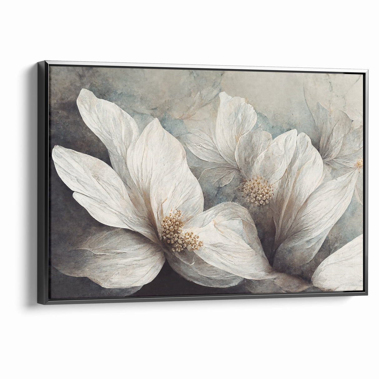 Elegant White Blossoms Abstract Floral Canvas | Modern Wall Art