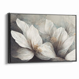 Elegant White Blossoms Abstract Floral Canvas | Modern Wall Art