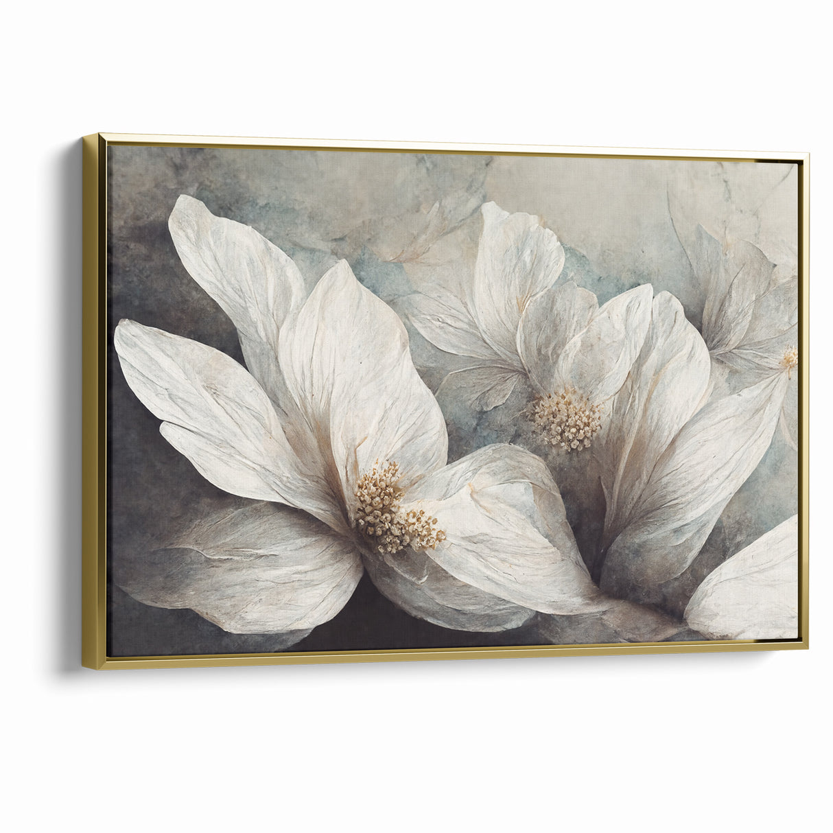 Elegant White Blossoms Abstract Floral Canvas | Modern Wall Art