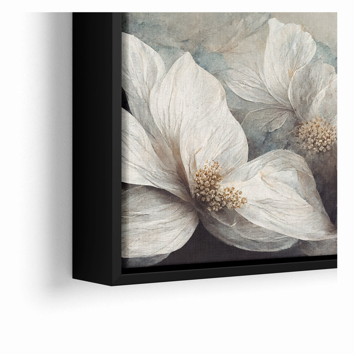 Elegant White Blossoms Abstract Floral Canvas | Modern Wall Art