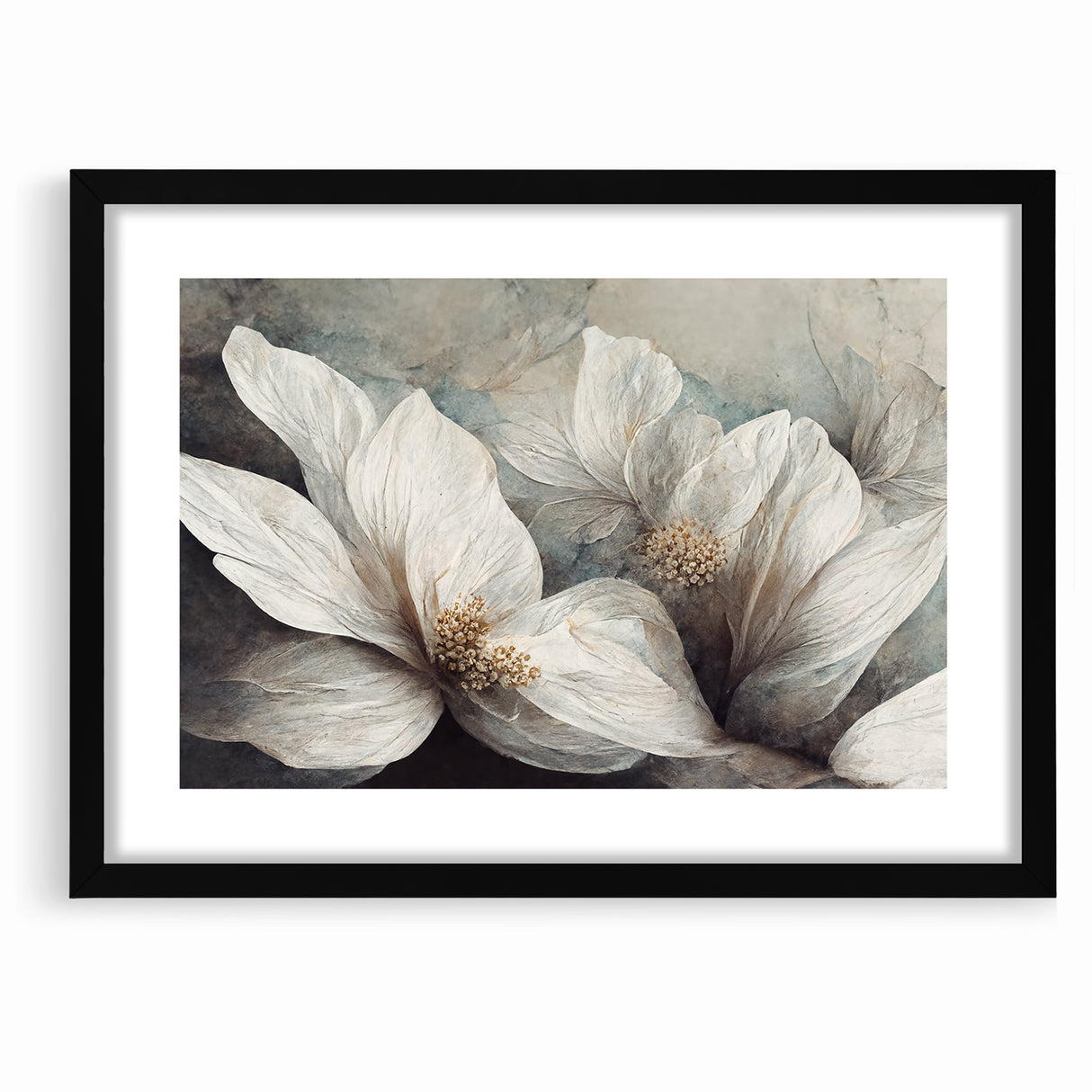 Elegant White Blossoms Abstract Floral Canvas | Modern Wall Art