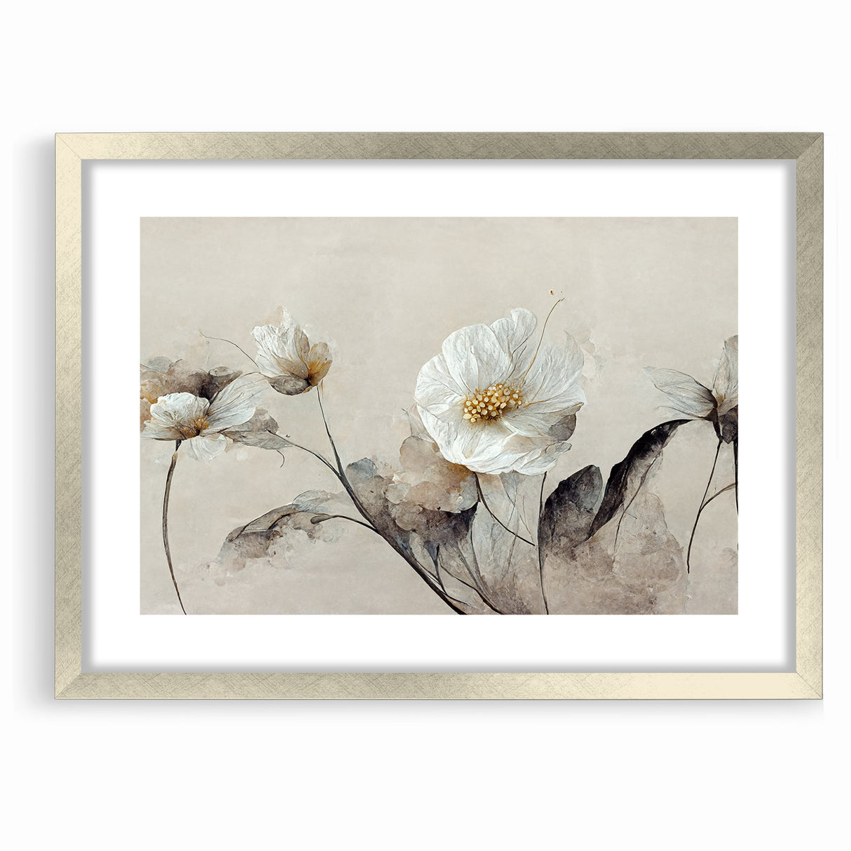 Ethereal White Blossoms Abstract Floral Canvas | Modern Wall Art