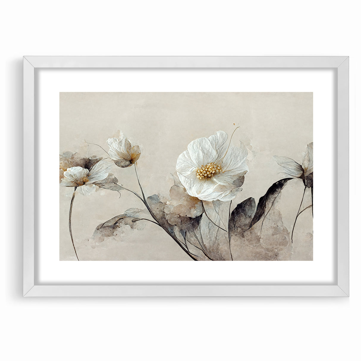 Ethereal White Blossoms Abstract Floral Canvas | Modern Wall Art