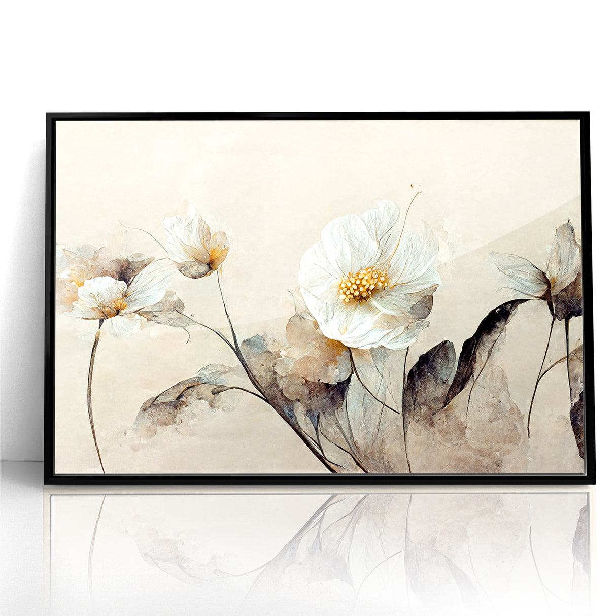 Ethereal White Blossoms Abstract Floral Canvas | Modern Wall Art