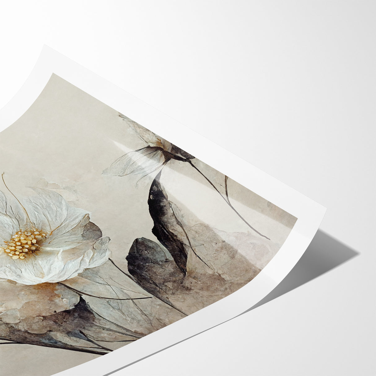 Ethereal White Blossoms Abstract Floral Canvas | Modern Wall Art