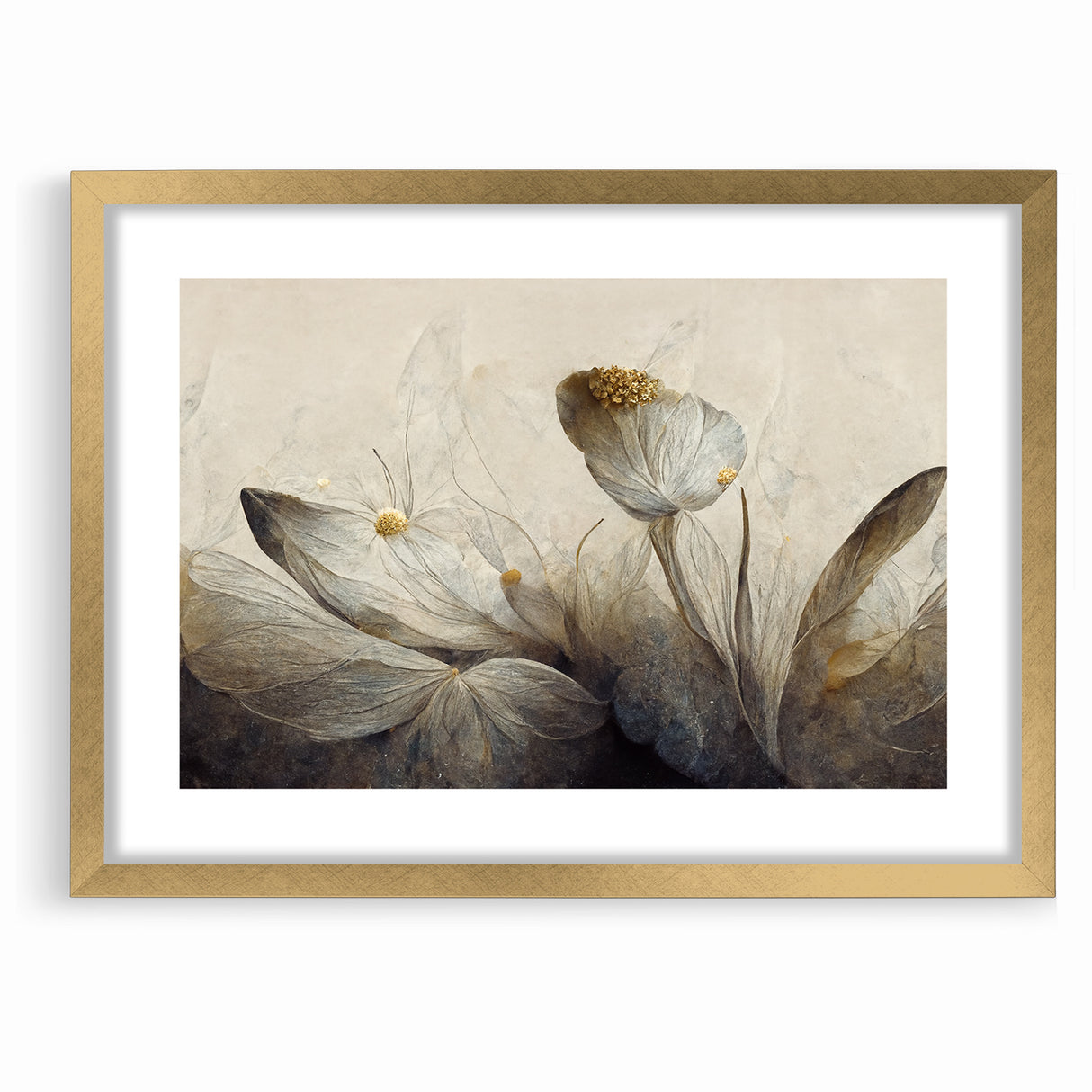 Golden Glow Abstract Floral Canvas | Modern Wall Art