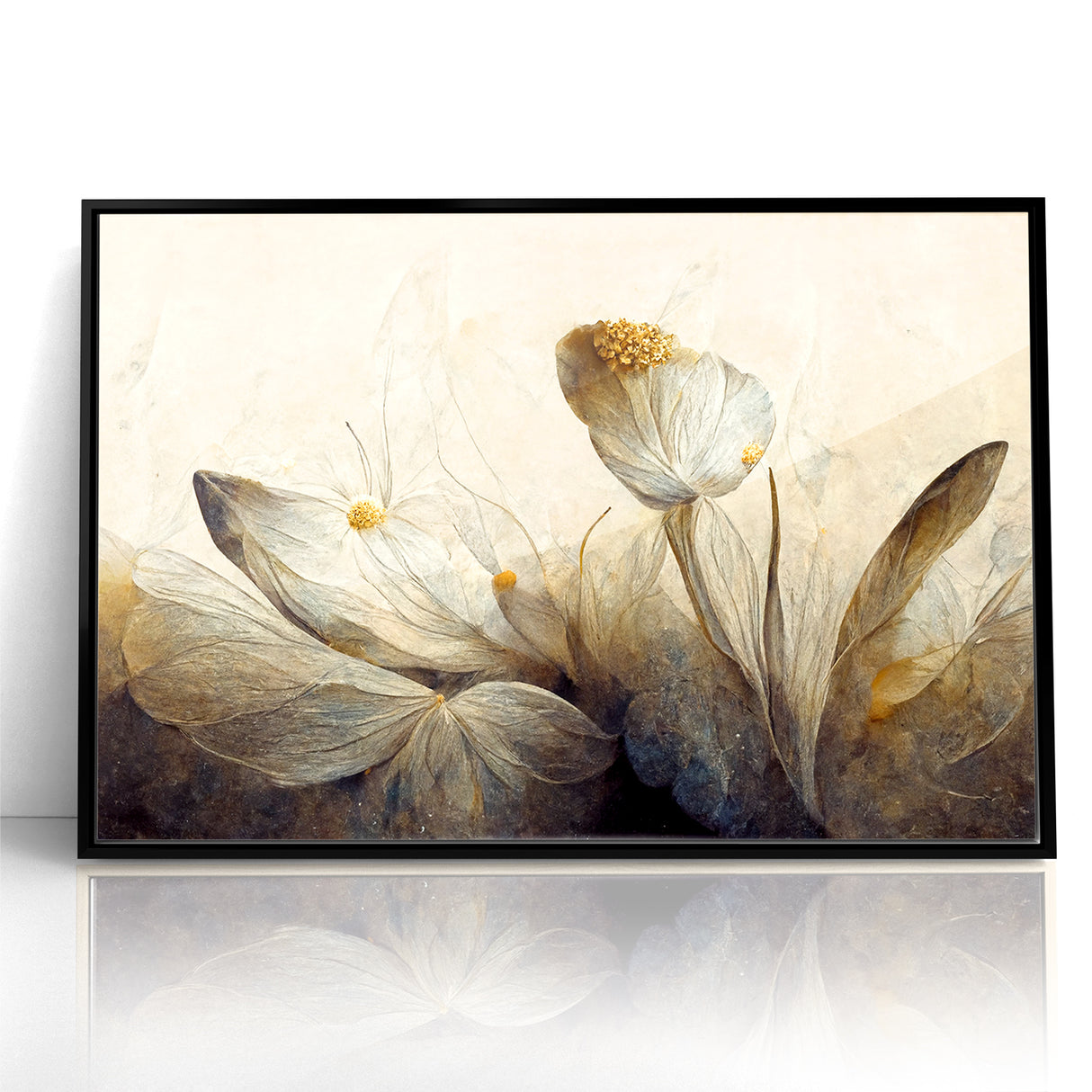 Golden Glow Abstract Floral Canvas | Modern Wall Art