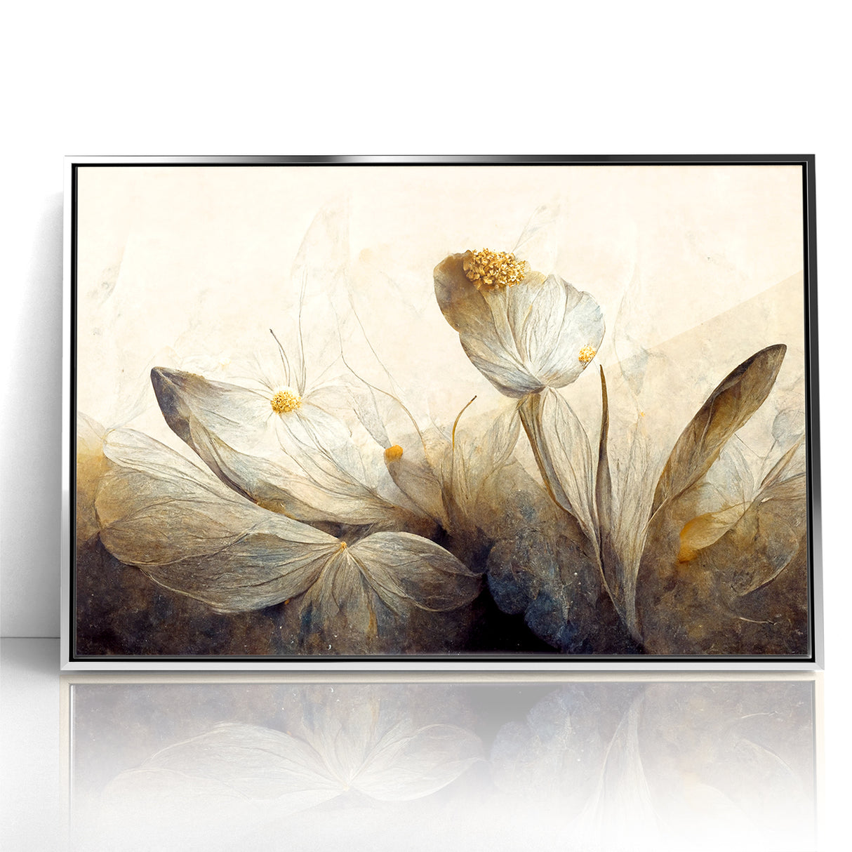 Golden Glow Abstract Floral Canvas | Modern Wall Art