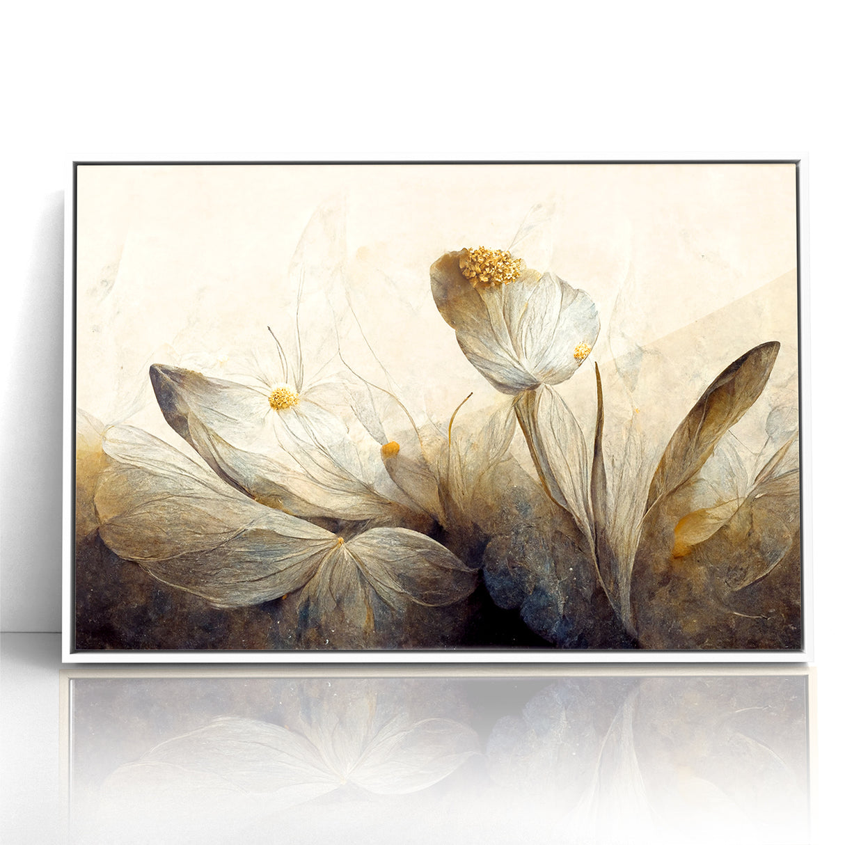 Golden Glow Abstract Floral Canvas | Modern Wall Art