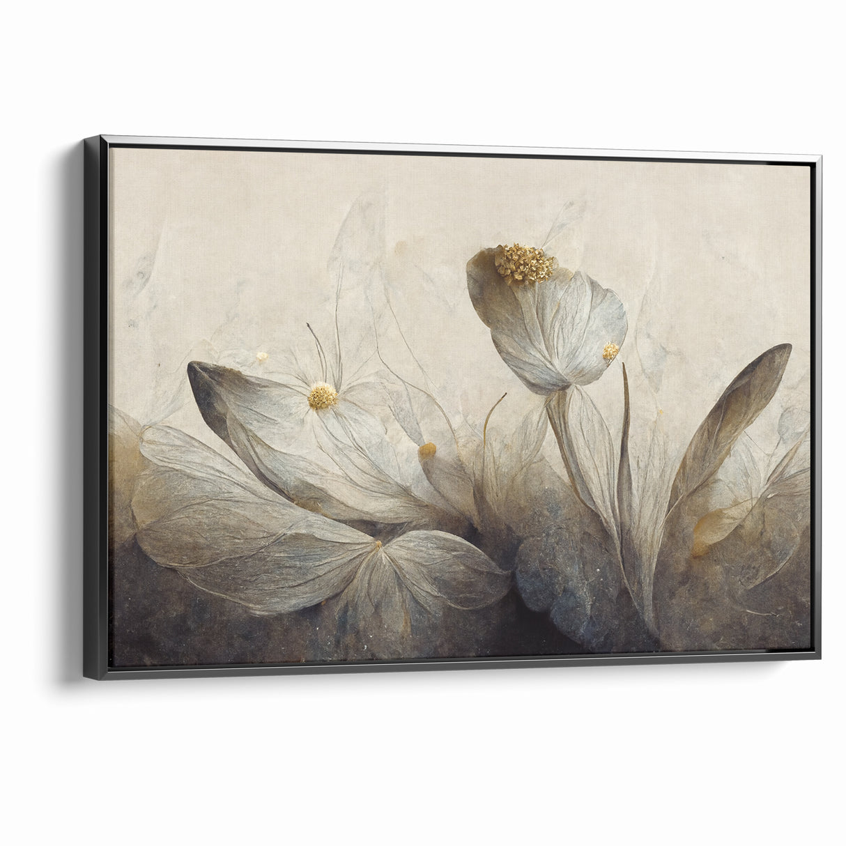 Golden Glow Abstract Floral Canvas | Modern Wall Art