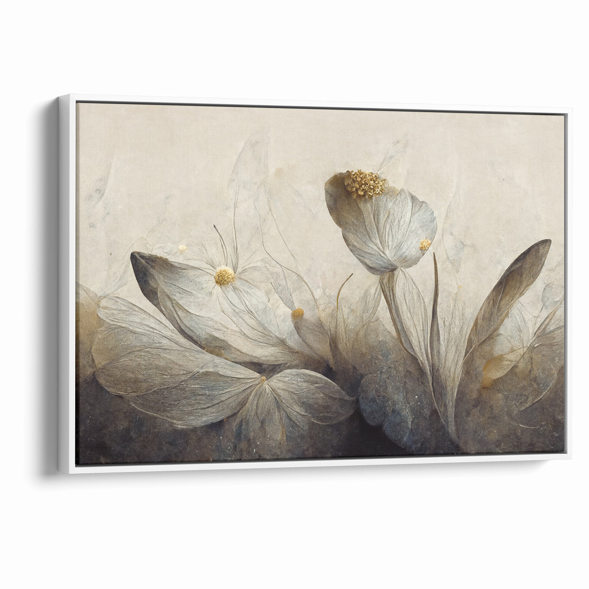 Golden Glow Abstract Floral Canvas | Modern Wall Art