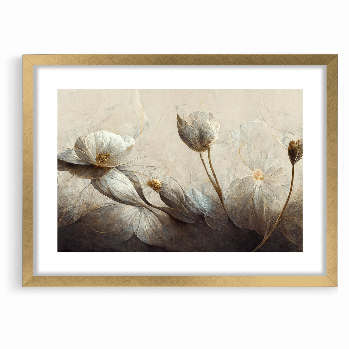 Golden Petals Abstract Floral Canvas | Contemporary Wall Art