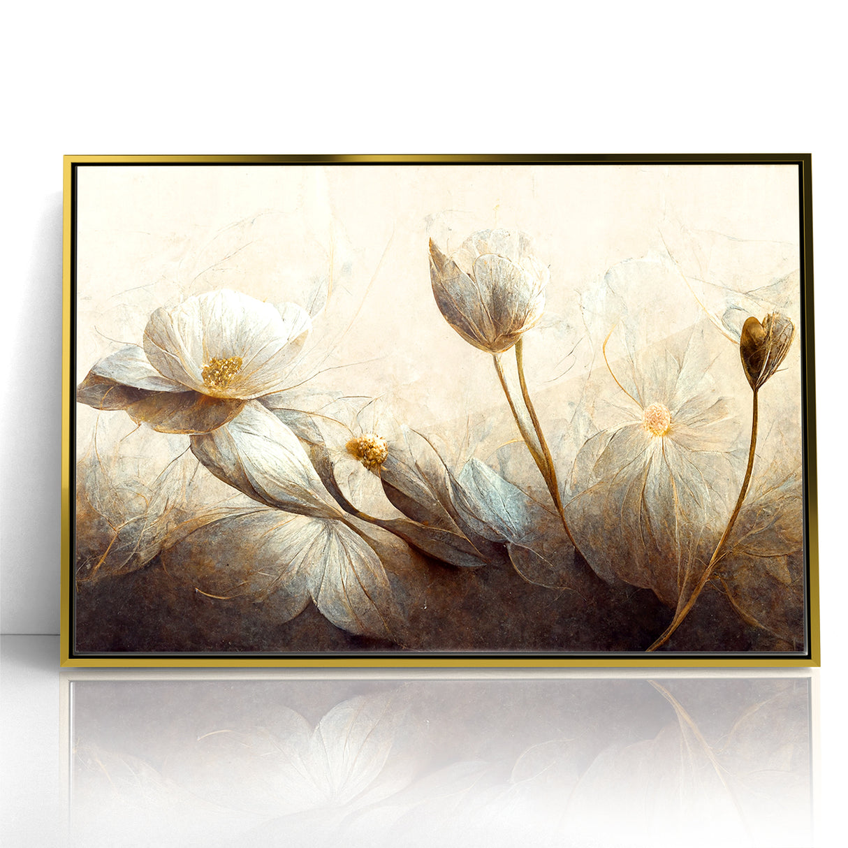 Golden Petals Abstract Floral Canvas | Contemporary Wall Art
