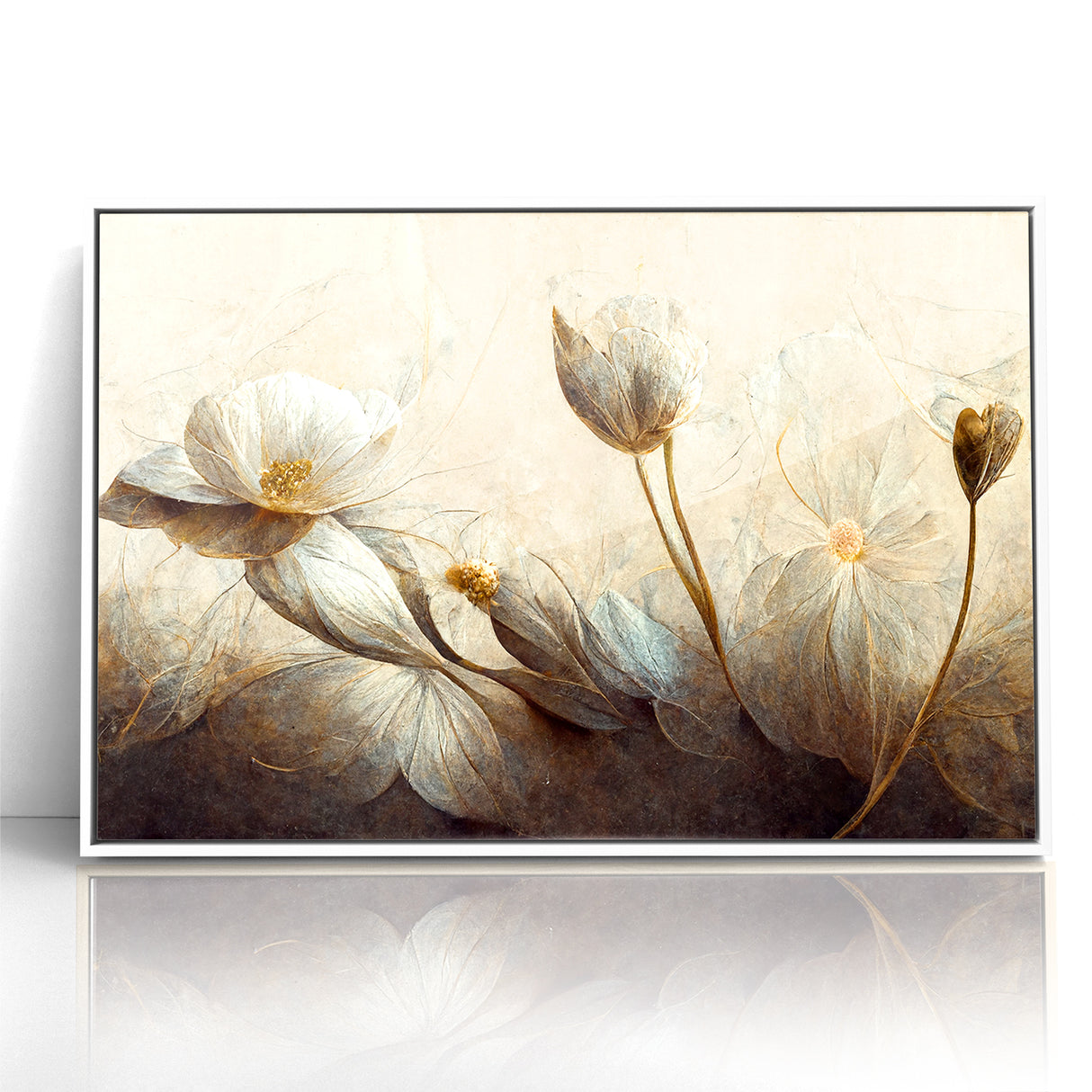 Golden Petals Abstract Floral Canvas | Contemporary Wall Art