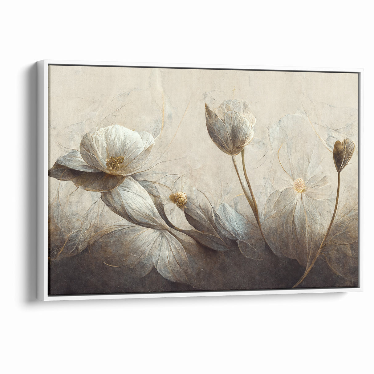Golden Petals Abstract Floral Canvas | Contemporary Wall Art