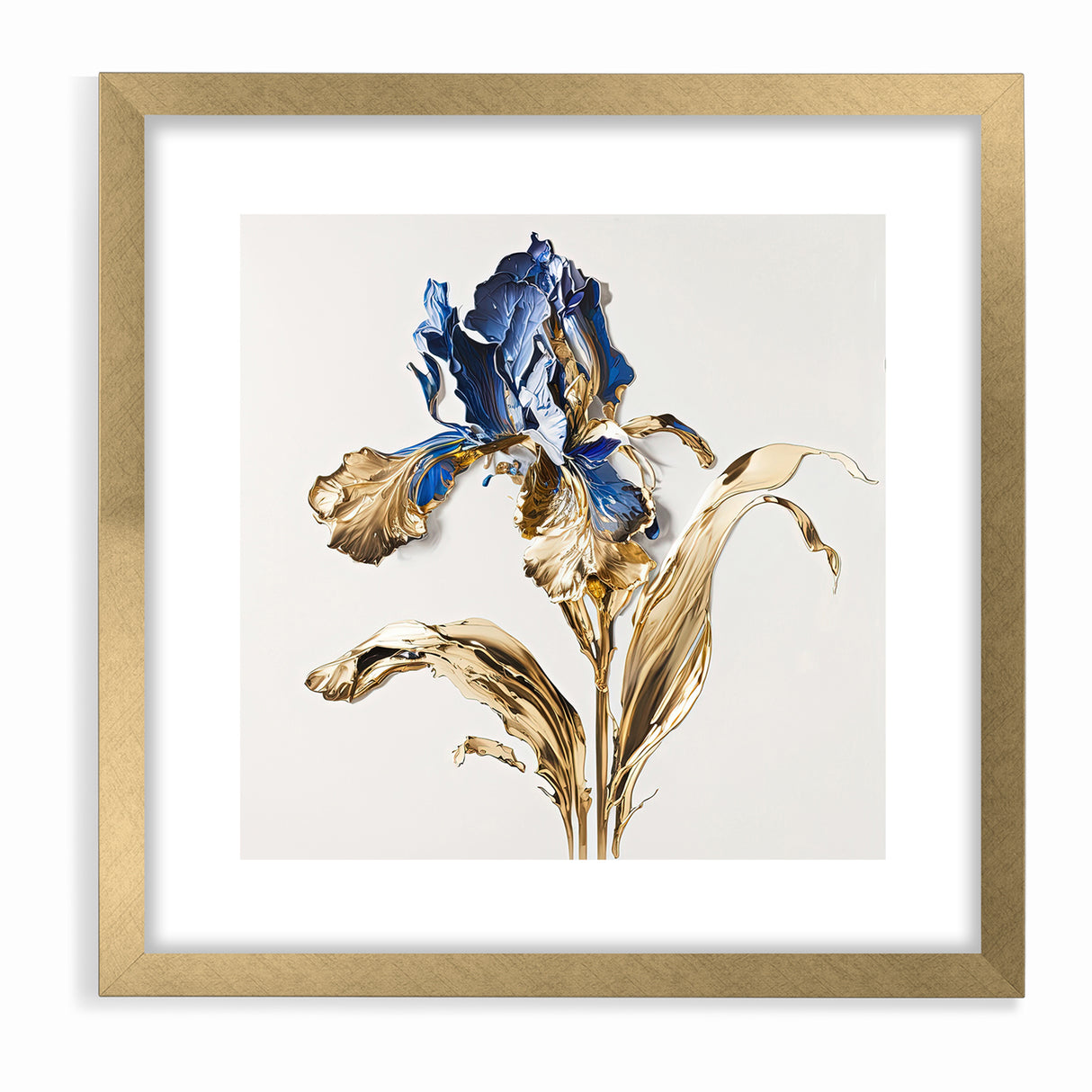Golden Iris Abstract Floral Canvas | Luxurious Wall Art