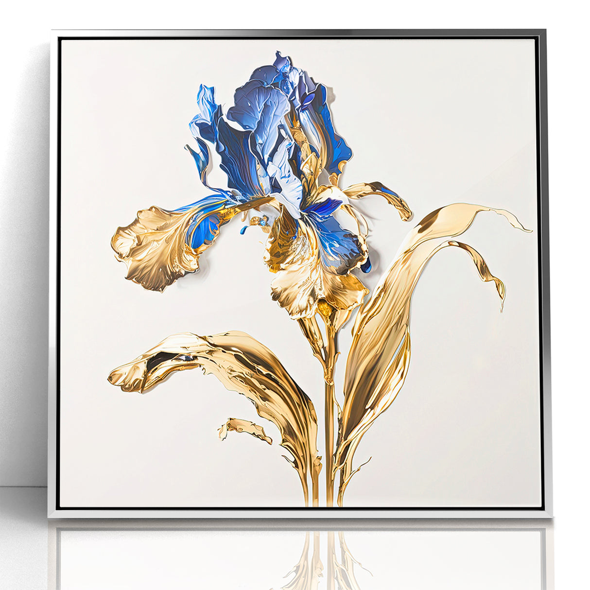 Golden Iris Abstract Floral Canvas | Luxurious Wall Art