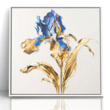 Golden Iris Abstract Floral Canvas | Luxurious Wall Art