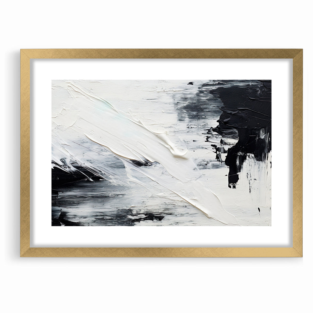 Modern Black and White Abstract Canvas - Unique Monochrome Wall Art