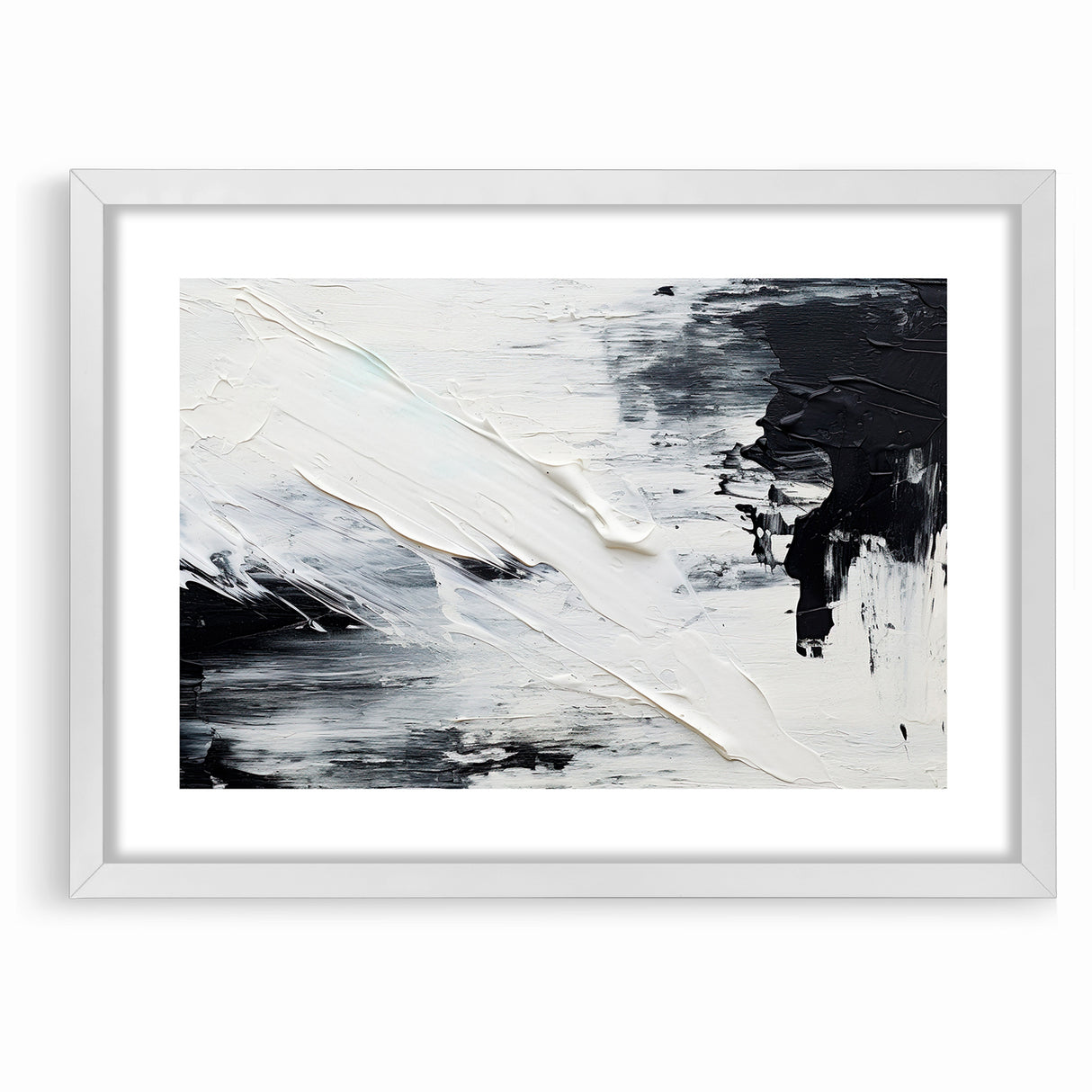 Modern Black and White Abstract Canvas - Unique Monochrome Wall Art