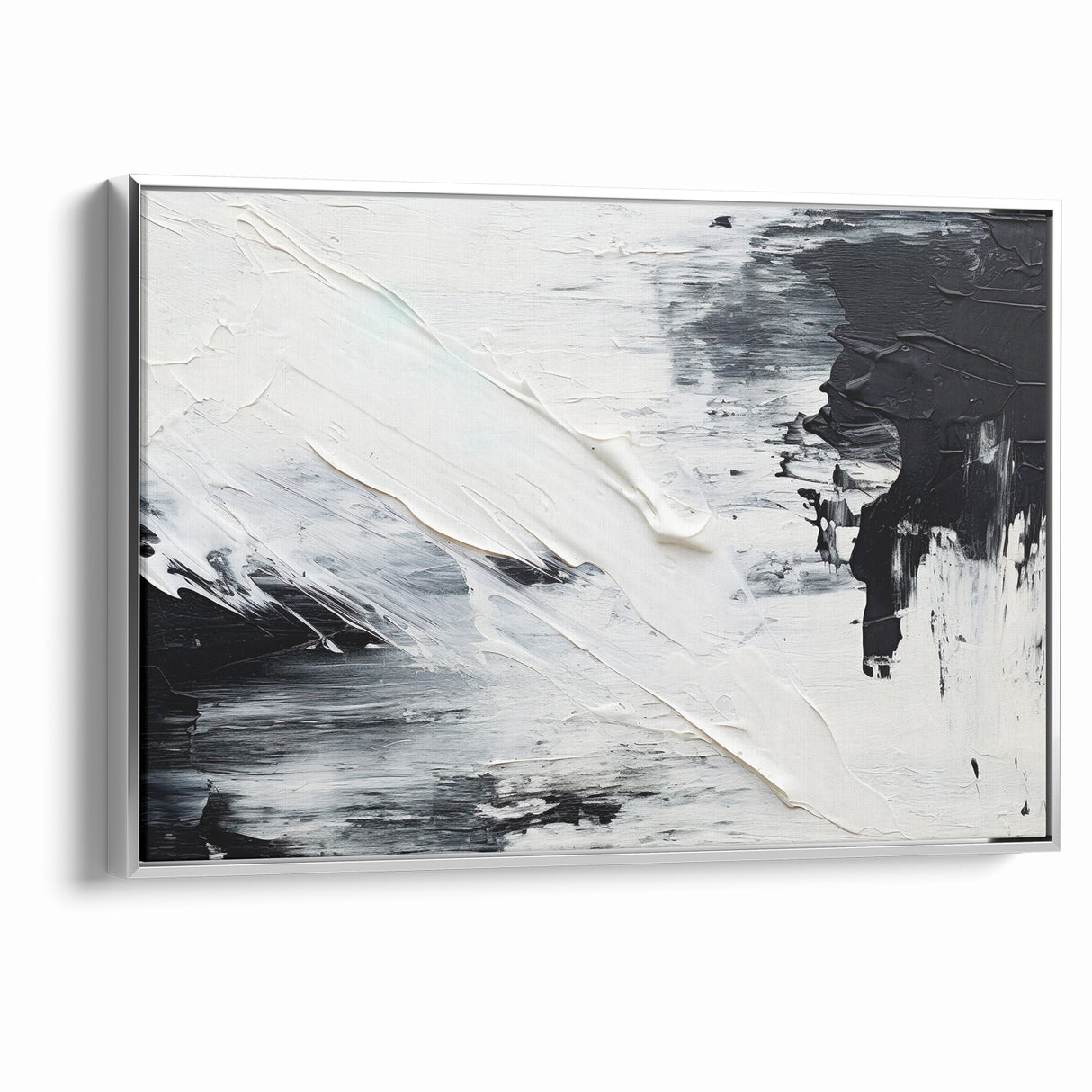 Modern Black and White Abstract Canvas - Unique Monochrome Wall Art