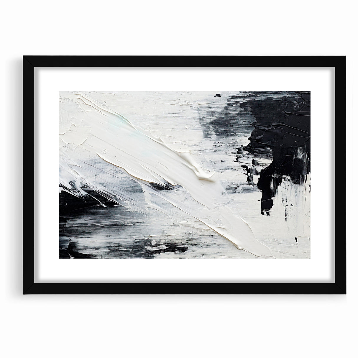 Modern Black and White Abstract Canvas - Unique Monochrome Wall Art