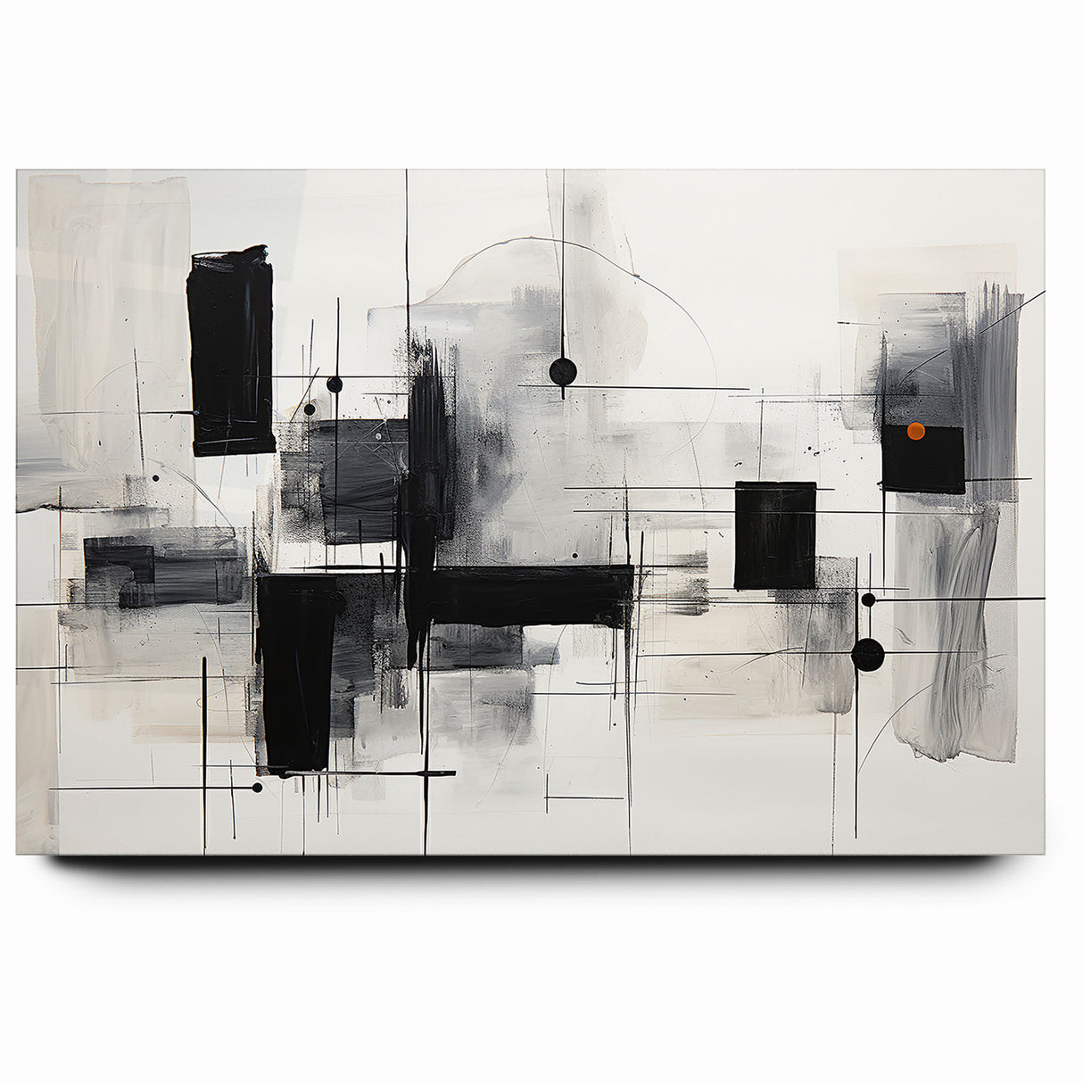 Abstract Black and White Canvas Art - Contemporary Monochrome Design