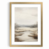 Modern Landscape Abstract: Serene Lake Scene on Canvas