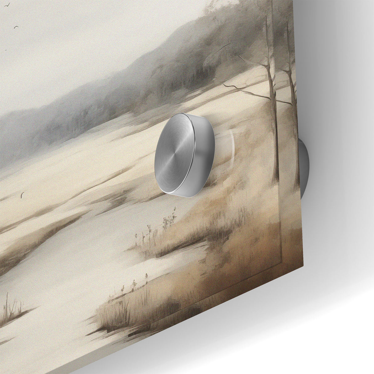 Modern Landscape Abstract: Serene Lake Scene on Canvas