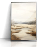 Modern Landscape Abstract: Serene Lake Scene on Canvas