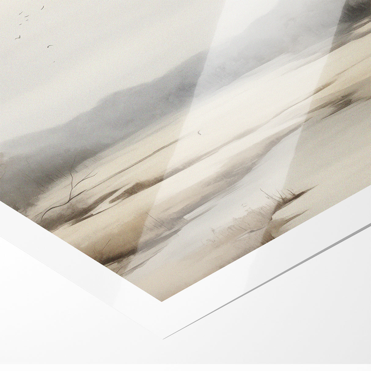 Modern Landscape Abstract: Serene Lake Scene on Canvas
