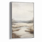 Modern Landscape Abstract: Serene Lake Scene on Canvas
