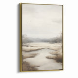 Modern Landscape Abstract: Serene Lake Scene on Canvas