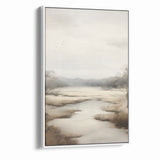 Modern Landscape Abstract: Serene Lake Scene on Canvas