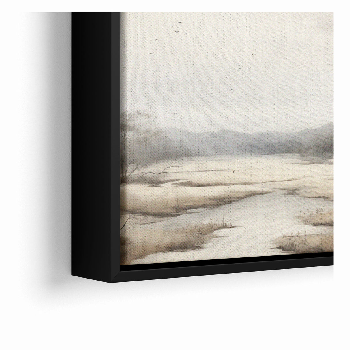 Modern Landscape Abstract: Serene Lake Scene on Canvas