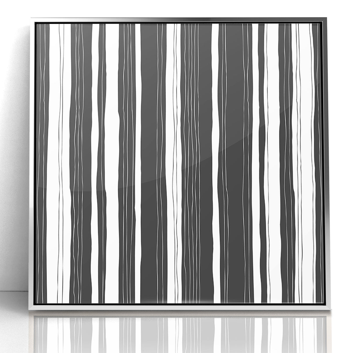 Minimalist Black and White Striped Canvas - Contemporary Abstract Art