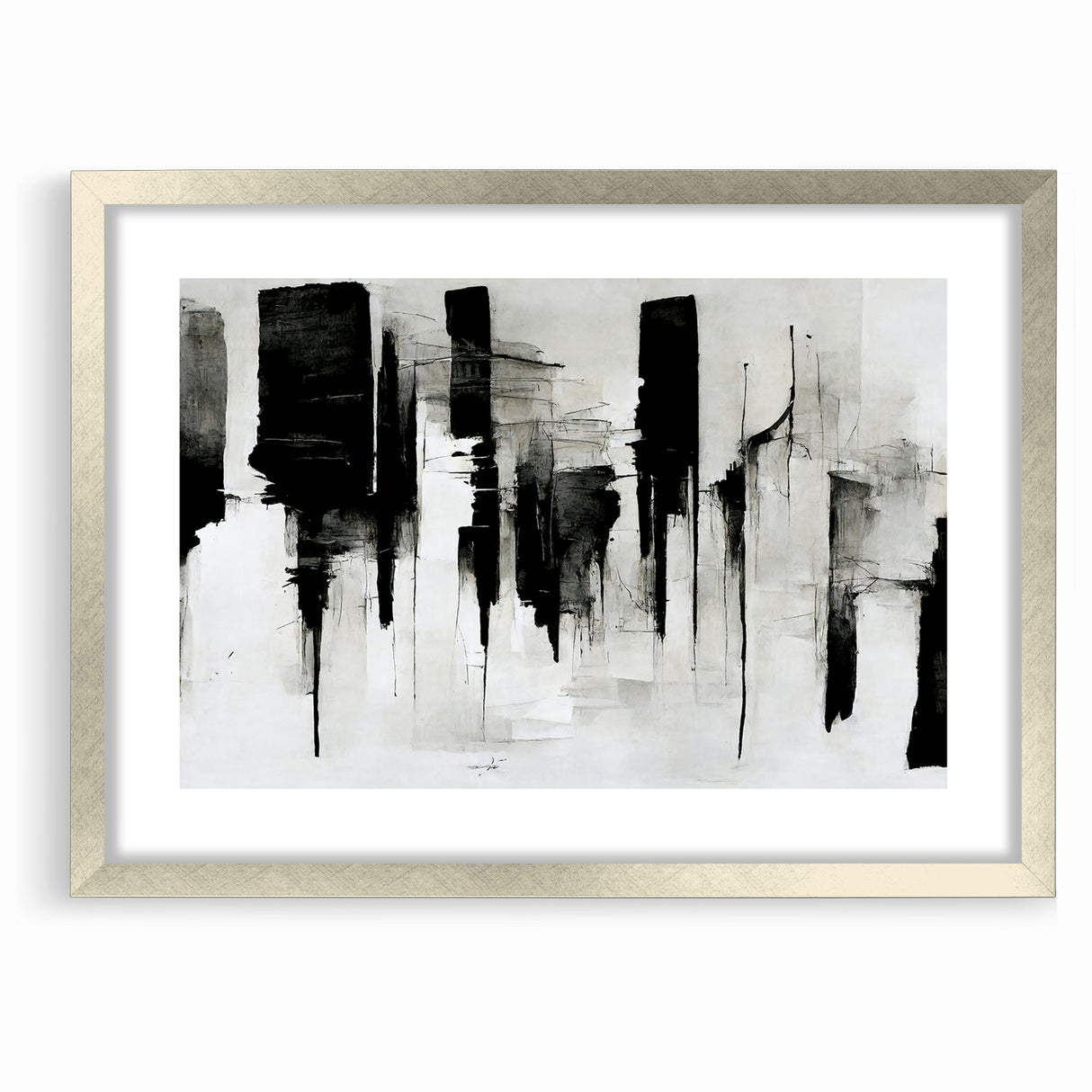 Contemporary Black and White Abstract Canvas - Artistic Monochrome Decor