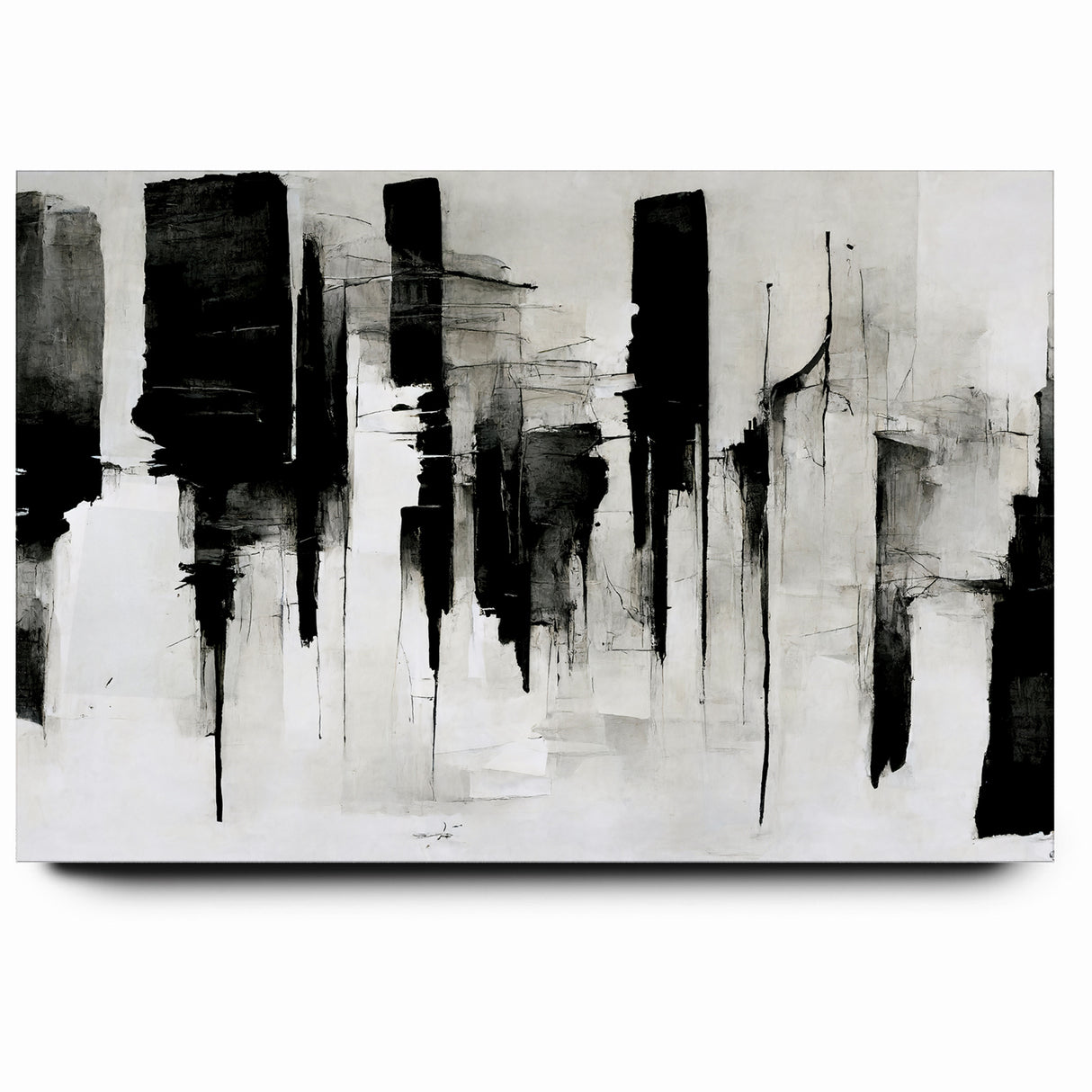 Contemporary Black and White Abstract Canvas - Artistic Monochrome Decor