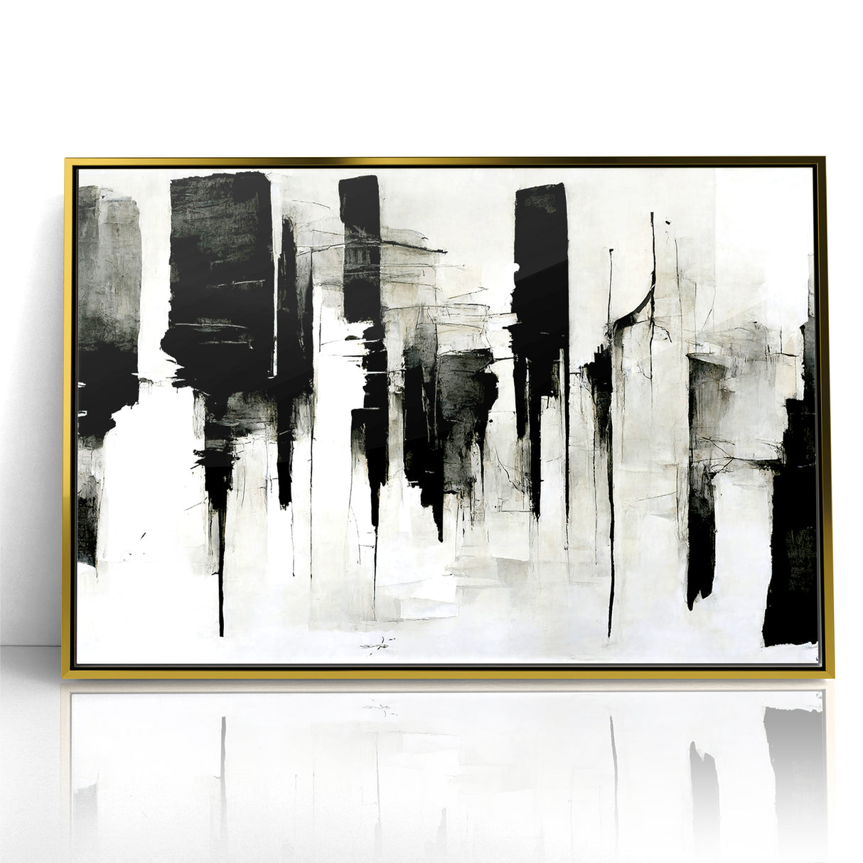 Contemporary Black and White Abstract Canvas - Artistic Monochrome Decor