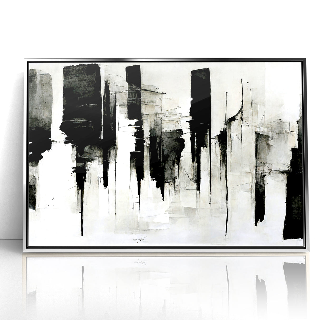Contemporary Black and White Abstract Canvas - Artistic Monochrome Decor