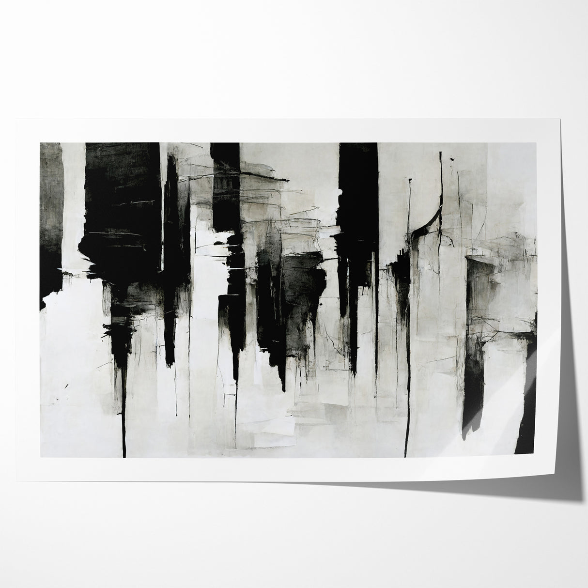 Contemporary Black and White Abstract Canvas - Artistic Monochrome Decor