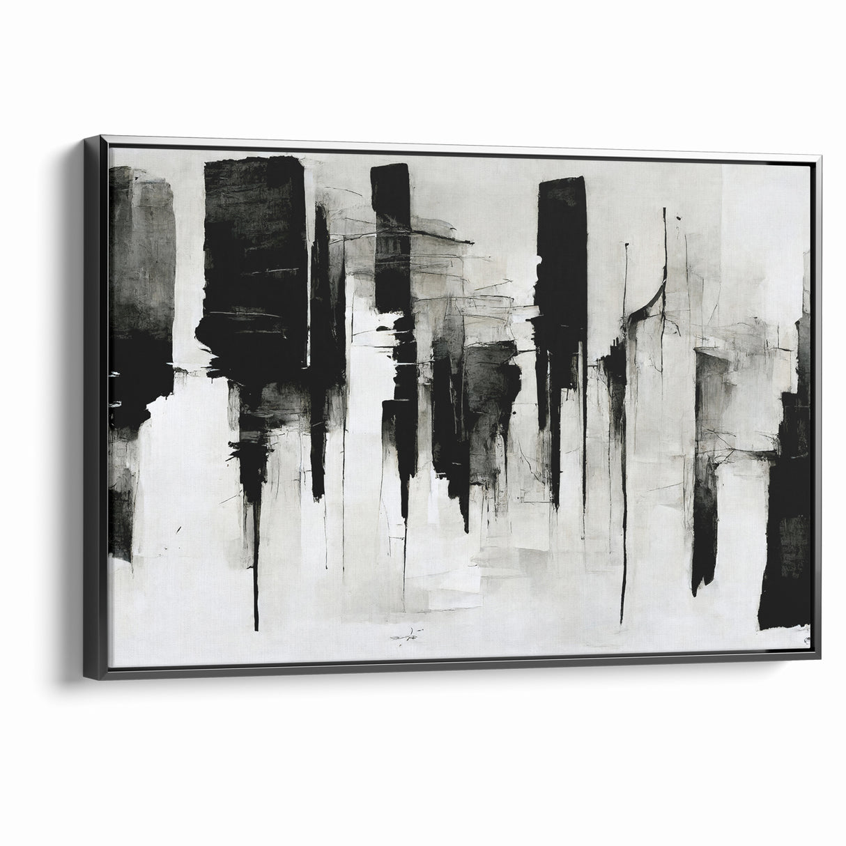 Contemporary Black and White Abstract Canvas - Artistic Monochrome Decor
