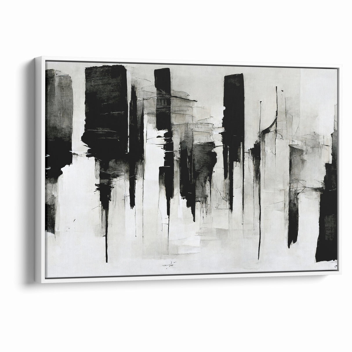Contemporary Black and White Abstract Canvas - Artistic Monochrome Decor