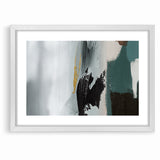 Modern Minimalist Strokes | Black, White & Teal Canvas Art
