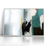 Modern Minimalist Strokes | Black, White & Teal Canvas Art