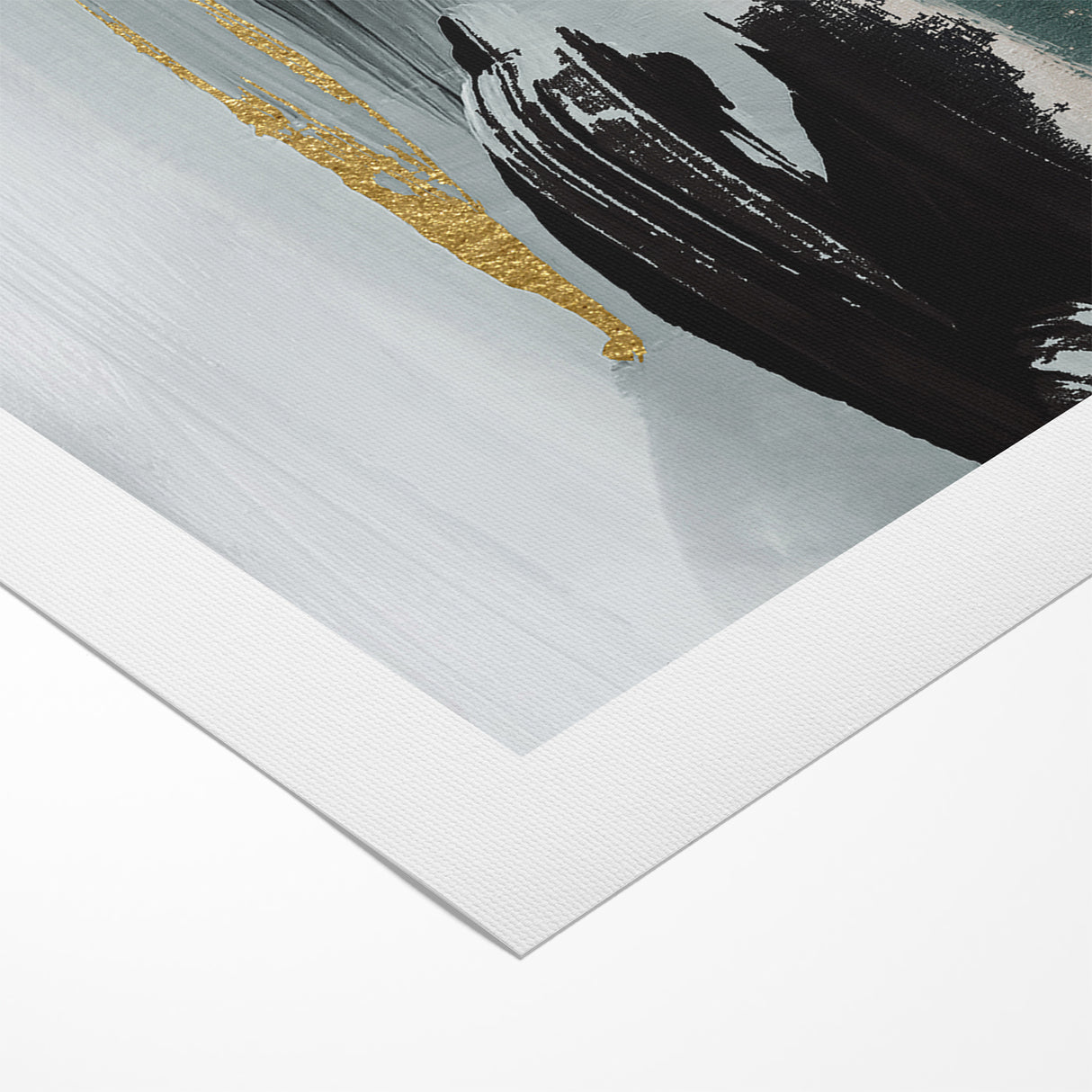 Modern Minimalist Strokes | Black, White & Teal Canvas Art