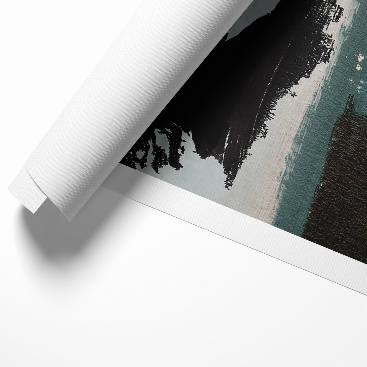Modern Minimalist Strokes | Black, White & Teal Canvas Art