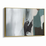 Modern Minimalist Strokes | Black, White & Teal Canvas Art