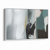 Modern Minimalist Strokes | Black, White & Teal Canvas Art